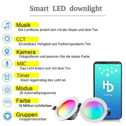 RGB LED Einbaustrahler 5W 9W 10/4er Dimmbar Bluetooth Einbauleuchten Spot Decken