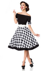 Vintage Swing Kleid Retro Rockabilly Vintagekleid 50er Jahre Schwarz Weiß 34-46