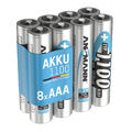 ANSMANN Akku AAA Typ 1100 mAh (min. 1050 mAh) NiMH 1,2 V, 8 Stück