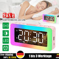 Digital Alarm LED-Wecker mit Schlummerfunktion RGB Tischuhr Nachttischwecker NEU