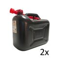 2x Benzinkanister 20 Liter SCHWARZ Benzin-Kanister Diesel 20L Kraftstoffkanister