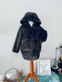 Zara Wendejacke Gr 116 Jacke mit Fell Steppjacke Kapuze Schwarz 