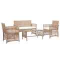 vidaXL 4-tlg. Garten-Lounge-Set mit Auflage Poly Rattan Beige NAR