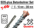 SDS-plus Betonbohrer Set 7-tlg Quadro Bohrer Hammerbohrer 5mm - 16mm x 260mm