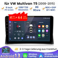 4+64GB Autoradio 8-Kern Für VW Multivan T5 2008-15 Android13 GPS Carplay Navi 4G