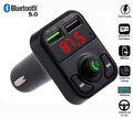 Bluetooth 5.0 FM Transmitter Auto Radio Adapter Freisprecheinrichtung KFZ 2 USB