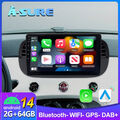 2+64G Android 14 Autoradio Für Fiat 500 2007-2015 Apple Carplay GPS FM NAVI WIFI