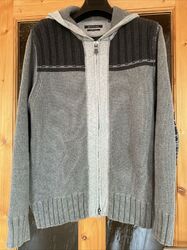 Marc O'Polo Grob Strickjacke Jacke mit Kapuze  Baumwolle  Gr  L   grau