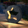 LED Außen Solar Steh Lampe Stern Design Garten Stein Tisch Leuchte grau GOLD