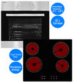 exquisit Einbau Herd Set Backofen Glaskeramik-Kochfeld rahmenlos autark Timer