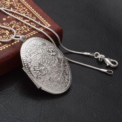 925 SILBER PL Damen Medallion XL Anhänger Amulett Talisman Kette Foto Medaillon 