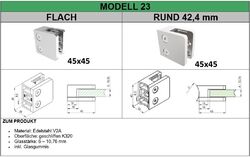 Glashalter Glasklemme Edelstahl Klemmhalter Geländer Glasplattenhalter 42,4 V2A