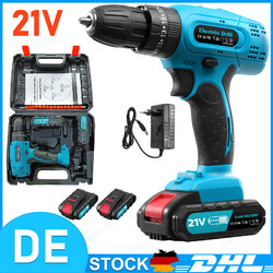3 in 1 Akku Schlagbohrschrauber 21V Akkuschrauber Set Mit 2 Akkus + Koffer 21V