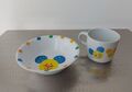 Vintage Jako-o Kinder Melamin Geschirr Set 2-teilig Tasse Schale Schälchen 1999