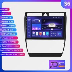 6+64GB Android 13 Autoradio Navi GPS Carplay für Audi A6 S6 RS6 MK2 C5 1997–2004