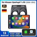 13'' Android 13 Autoradio Für Nissan Qashqai 1 J10 GPS Navi CarPlay BT 5.0 64GB