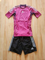 ADIDAS Trainingsshirt Lila/Violett Gr. L/8 mit Sportshort Schwarz Gr. 176