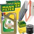 MANN INSPEKTIONSPAKET+4L CASTROL FST 5W-40 ÖL passend für RENAULT SCÉNIC III 2.0