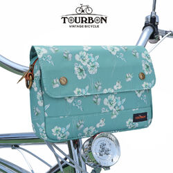 TOURBON Canvas Fahrradlenkertasche Rahmenrohr Sitz Fahrradtasche mit Gurt