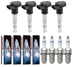 4x NTY Zündspule +4x BOSCH Zündkerze Super 4 für Audi A4 8EC B7 2.0 VW Passat