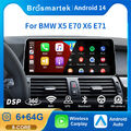 12,3" Android 14 Autoradio CarPlay DAB+ 64GB GPS Navi Für BMW X5 E70 X6 E71 CIC