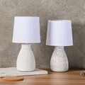 BRUBAKER 2er Set Tischlampen Tischleuchten Nachttisch 28cm Weiß Shabby Landhaus