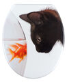 WENKO WC SITZ Fish & Cat Toiletten Deckel Sitz Klo Brillen Katzen Fisch Motiv