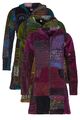 Lange Samt Patchwork Kapuzenjacke