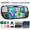 7" 64G DAB+ Autoradio Carplay Android 13 Für Fiat 500 2007-2015 GPS RDS WIFI Kam