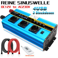 2000W 3000W 4000W Spannungswandler Reiner Sinus 12V 230V Wechselrichter LCD