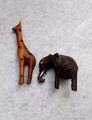 Kleine antike Sammelfiguren Elefant und Giraffe