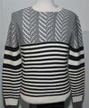 Ragman Rundhals-Pullover Baumwolle schwarz-ecru 70er/80 Skipullover-Style Neu