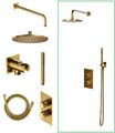 Duschsystem Dusche Unterputz Duscharmatur Regendusche gold gebürstet Thermostat