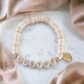 Armband mit Namen Namensarmband Freundschaftsarmband personalisiert Beige Gold