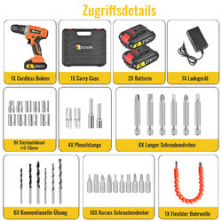 12/18/21/48V Akkuschrauber Akkubohrer Bohrschrauber Bohrmaschine + Akku + Koffer