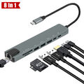 USB C Hub 8 in 1 Adapter mit HDMI 4K USB 3.0 Micro SD/TF RJ45 Ethernet Netzwerk