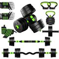 RiVo-Fit 6in1 Gewichte Set verstellbare Hantel Langhantel AB Rad Kettlebell Liegestütz