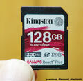 Kingston Canvas React Plus 128 GB SDXC SD Speicherkarte 300 MB/s UHS-II U3 V90