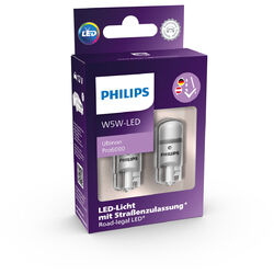 2x LED W5W PHILIPS Ultinon Pro6000 Auto Lampe 6000K Straßenzulassung 0.9W wie 5WStandlicht * Parklicht * Positionslicht * Innenraum