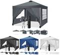 3x3m Pavillon Faltpavillon mit 4 Seitenteilen Partyzelt Festzelt Popup UV-Schutz