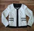 Luxus Kriss Sweden design Jacke Blazer gesteppt Viscose creme schwarz  36 S TOP.