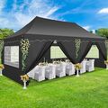 3x3/6m Partyzelt Klapp Faltpavillon + Seitenteil Gartenzelt Pavillon Wasserdicht