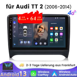 4+64G Android 13 Autoradio GPS Navi Carplay DAB+ WIFI Für AUDI TT MK2 8J 2006-12