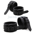 Neopren Bondage Manschetten Set Midnight Black Kunstleder-Fesseln Fesselset