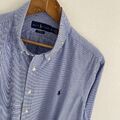 Polo Ralph Lauren Hemd Größe XL X Large Herren blau gestreift Baumwolle Classic Fit