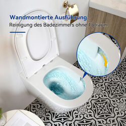 Komplettset Spülrandlos Hänge Wand WC mit Sitz & 82 cm Vorwandelement Spülkasten