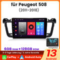 6+128GB Android 13 Autoradio GPS CarPlay 4G LTE Für Peugeot 508 2011-2018 DAB+