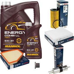 BOSCH Inspektionspaket 6 L MANNOL Energy Combi LL 5W-30 für BMW 1er 120i 125i 2