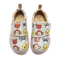 UIN Little Bean Grey Kinderschuhe Hausschuhe aus Kunstleder, Motiv Tiere