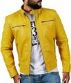 Hot Neu Herren Halsband Schlaufe Jacke 100% Weiches Lammleder Moto Biker Mantel